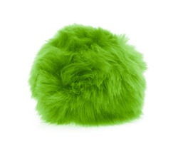 Green Fur ball isolated on white background