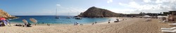 Panoramic view of Santa Maria beach between Cabo San Lucas and San Jose del Cabo.  It is swimmable and frequently used by snorkeling tour boats