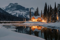 Emerald Lake lodge is one of the most photogenic places in the Canadian Rockies. It is situated in the middle of nowhere between mountains. Yoho National Park, Beautiful British Columbia, Canada