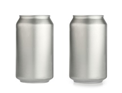 aluminum beverage drink can 330 ml isolated on white background clipping path. aluminium soda can photography