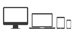 Set of device icon. Computer, laptop, tablet pc and phone set. Vector illustration