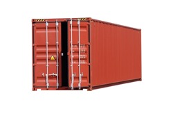 red cargo container for transport and transportation on white background