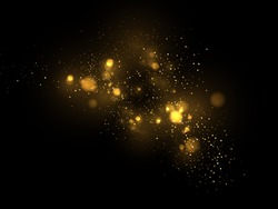 Vector eps 10 golden particles. Glowing yellow bokeh circles abstract gold luxury background