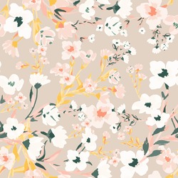 Beautiful floral motif. pink flowers intertwined in a seamless pattern on a gentle background