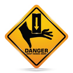 International Hand Crush Hazard Symbol,Yellow warning Dangerous icon isolated on white background, Attracting attention, Compulsory, Control, practice, Security first sign, Vector, EPS10