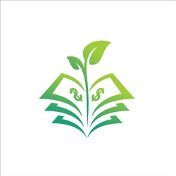 dollar book logo leaf growth financial vector