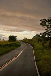 pilani highway in maui hawaii during sunset