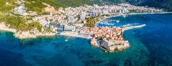 Budva, Montenegro from the air. Top view. Aerial view.