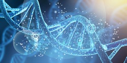 Human cell biology DNA strands molecular structure illustration