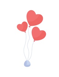 Heart shaped balloon flat color vector item. Decoration for romantic event. Express love. Party greeting. Valentines day celebration isolated cartoon illustration for web graphic design and animation