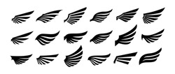 Wings silhouette icons set. Wings badges. Vector concept for logo or emblem design.