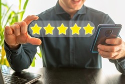 Satisfied customers rate the product or service online with five stars