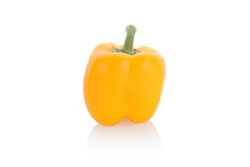 yellow pepper isolated on white background.yellow color Capsicum view in close up for food photography.fresh bell pepper (capsicum) on white background.