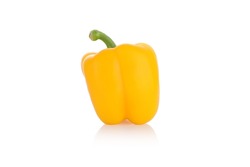yellow pepper isolated on white background.yellow color Capsicum view in close up for food photography.fresh bell pepper (capsicum) on white background.