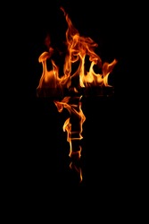 Fire cross in black background