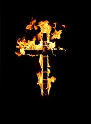Fire cross in black background
