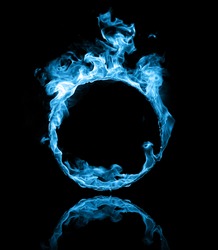 Ring of blue fire in black background