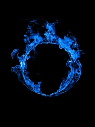 Ring of blue fire in black background