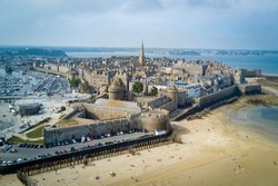 Aerial shot of Saint Malo, Brittany, France