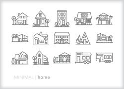 Set of home icons of different styles of houses