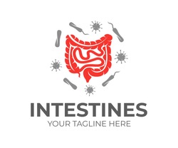 Intestines and bacteria, logo design. Health, medicine, hygiene and healthcare, vector design and illustration