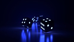 Black dice with blue neon light Desktop Wallpaper