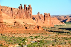 The Three Gossips, one of the statuesque formation near Arches National Park, Moab, Utah, U.S.A