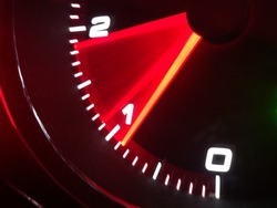 Tachometer of a car in acceleration