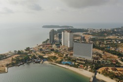 Hotels Construction site in Sihanoukville Drone shot 4K