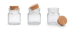 set empty glass bottles with cork isolated transparently while maintaining the transparency glass. PNG resource