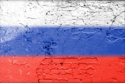 russian federation national flag painted on the wall