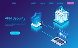 virtual private network security technology concept. isometric vector illustration