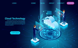 modern cloud technology and networking concept. Online computing technology. Big data flow processing concept, Internet data services vector illustration