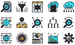 Set of Vector Icons Related to Data Analysis. Contains such Icons as Data Visualization, Big Data, Cloud Data, Traffic Analyse, Statistics and more.