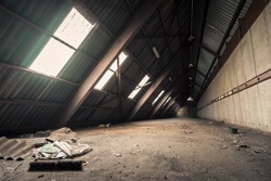 Creepy abandoned industry area with natural decay so-called lost place a decayed factory hall
