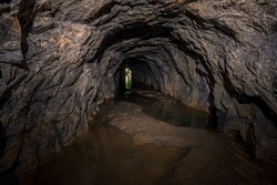 An old abandoned mining facility an ore mine tunnel system underground