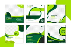 Green Social Media Banner Template Collection, vector.