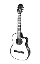 Acoustic guitar. Hand drawn vector illustration