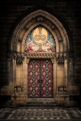 Entrance door of St. Peter and Paul church in Prague