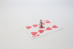 People Couple Lover Standing on heart card.