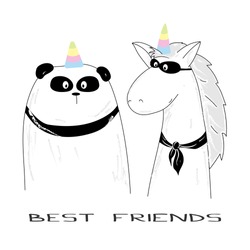 Best friends - panda and unicorn