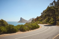 Empty Winding Coastal Road Around Chapmans Peak In South Africa