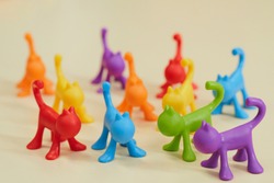 colorful toys made by plastic. animals.