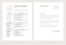 CV / resume and cover letter template - elegant stylish design - beige color background vector
