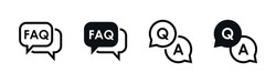 Set of faq icon collection for help, ask, discussion, speech, to get information about frequently asked questions symbol for an app or web design interface vector