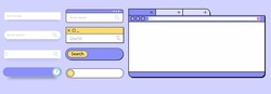 A simple flat browser window with a chat bubble template. Retro search bar. Search forms for websites. Vector illustration