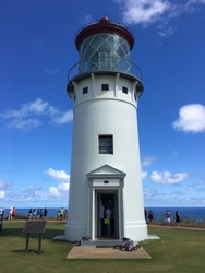 The Kilauea Lighthouse, located on Kilauea Point on Kauai, Hawaii.