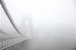 Clifton Suspension Bridge in thick fog