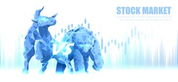 Concept art of Bullish and Bearish Stock Market suitable for Stock Marketing or Financial Investment