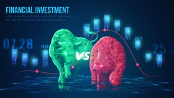 Concept art of Bullish and Bearish Stock Market in futuristic idea suitable for Stock Marketing or Financial Investment